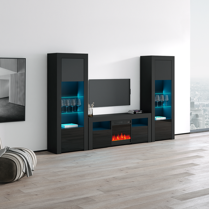 Milano 145EF-BK-BK Fireplace Entertainment Center - Meble Furniture