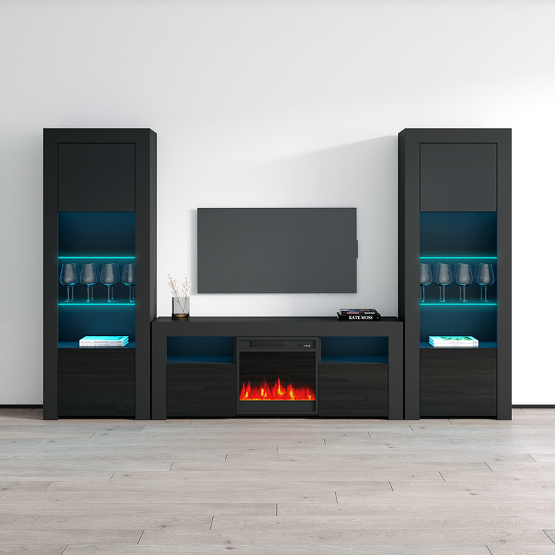 Milano 145EF-BK-BK Fireplace Entertainment Center - Meble Furniture