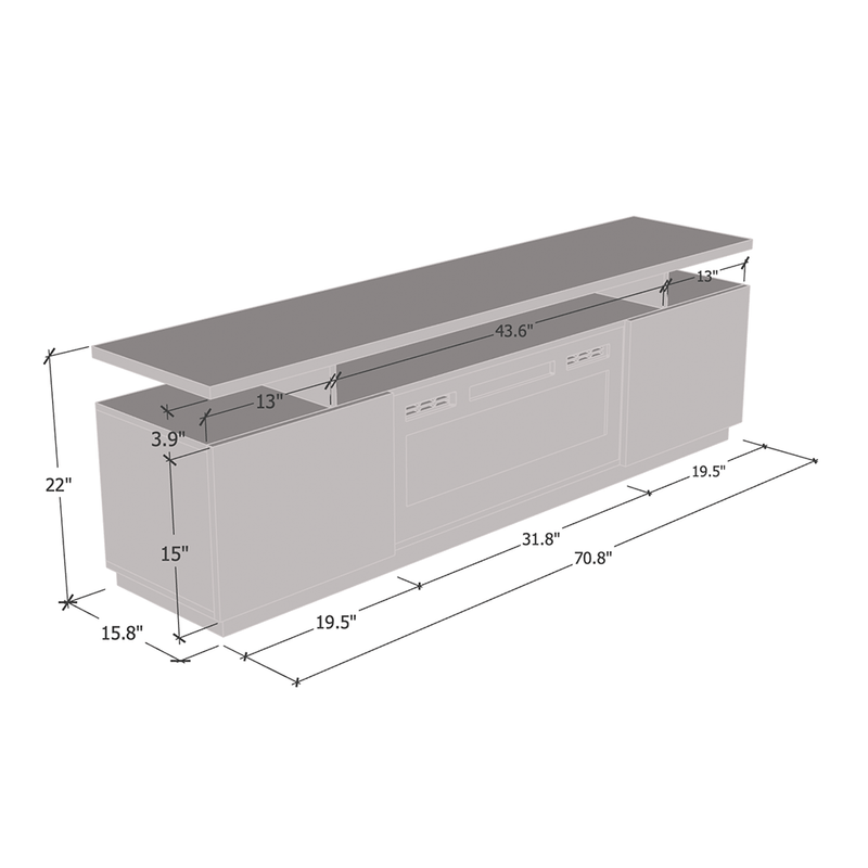 Eva-KBL Electric Fireplace 71" TV Stand - Meble Furniture