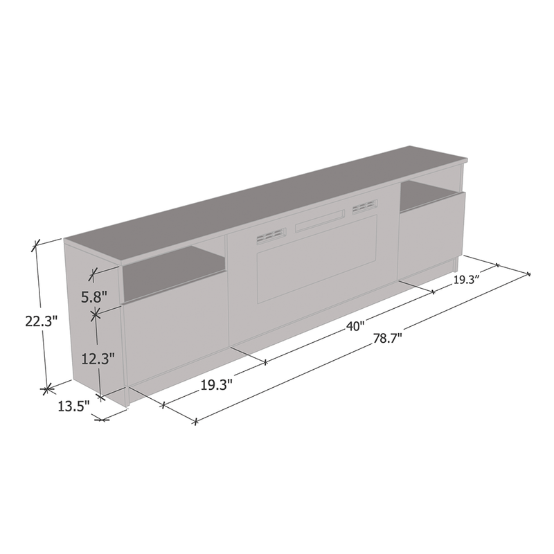 York 02 Electric Fireplace 79" TV Stand - Meble Furniture